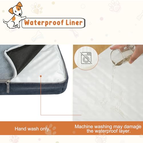 Image of EMPSIGN Canvas Stylish Dog Bed Mat Dog Crate Pad Mattress Reversible (Cool & Warm), Water Proof Linings, Removable Machine Washable Cover For Small To Xx-Large Dogs, Grey