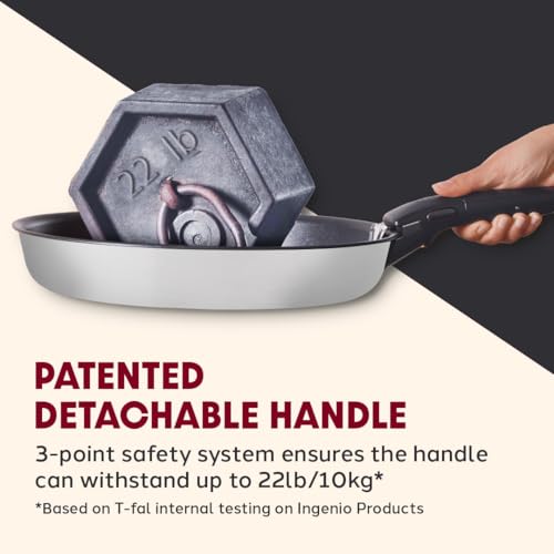T-fal Ingenio Expertise Stainless Steel Cookware Set 4 Piece, Induction, Oven Safe, Stackable Cookware, Pots and Pans, RV, Camping, Frying Pans, Dishwasher Safe, Detachable/Removable Handle, Silver by T-Fal - Image 8