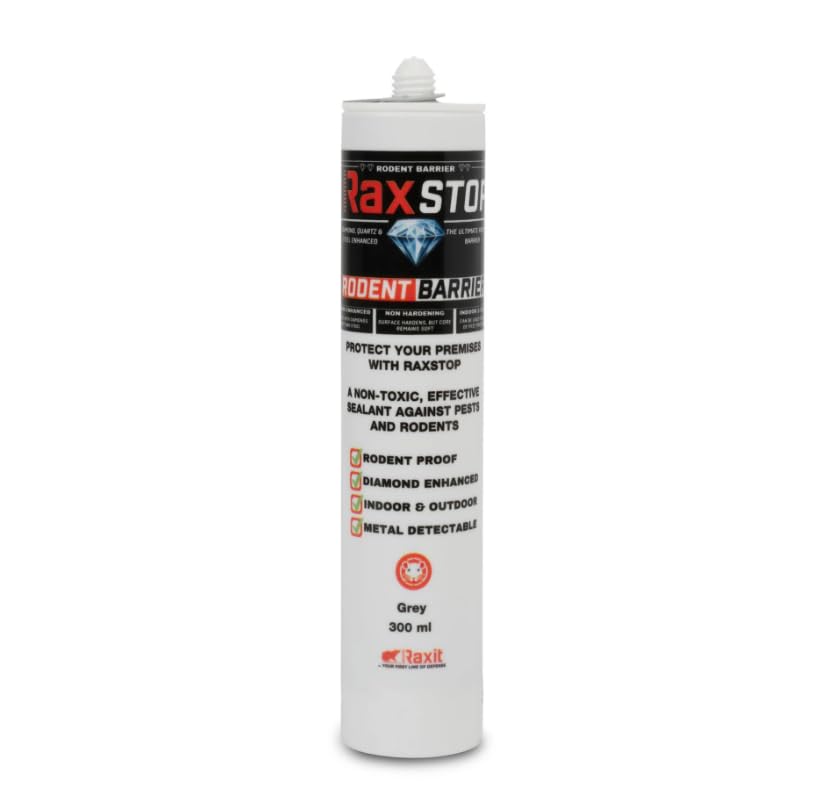 RAXSTOP Masilla Antiroedores 300 ml – Selladora Reforzada y Resistente a Mordeduras – Protección Duradera contra Ratas y Ratones – Uso Interior y Exterior