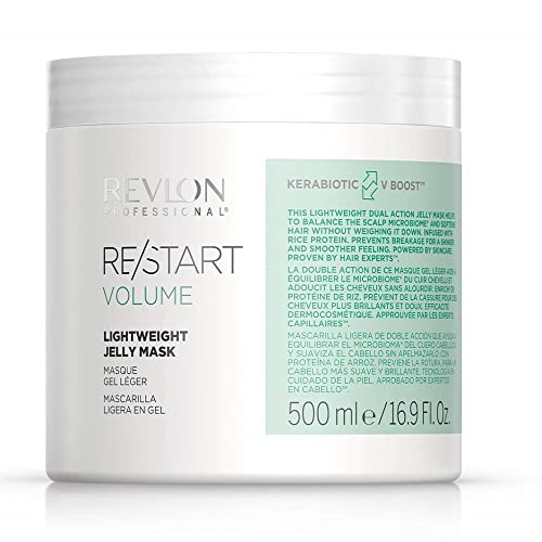 REVLON PROFESSIONAL RESTART VOLUME Mascarilla Ligera en Gel, mascarilla capilar voluminizadora para cabellos finos, tratamiento capilar antirrotura de proteínas de arroz, 500ml