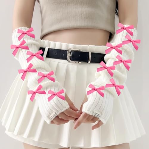 Image of 30pcs Bow Charms for Socks Mini Ribbon Bow Junk Socks Charms Brooch Pins Girly Y2K Decorative Pins for Shoes Shirts Hats Socks Gloves Crafts Coquette Safety Pins Accessories Bulk (Hot Pink)