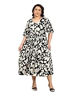 The Pink Moon Women's Plus Size Maxi Dress - (DRS_Block_CACT_Black_3XL)