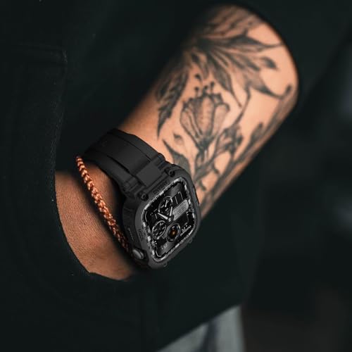 Image of amBand Compatible with Apple Watch Series 11 /10 42mm Bands Case for Men Women, M1 Sport Rugged Heavy Duty Protective Cover Tactical Strap Military Protector Bumper for iWatch Accessories 42mm - Black