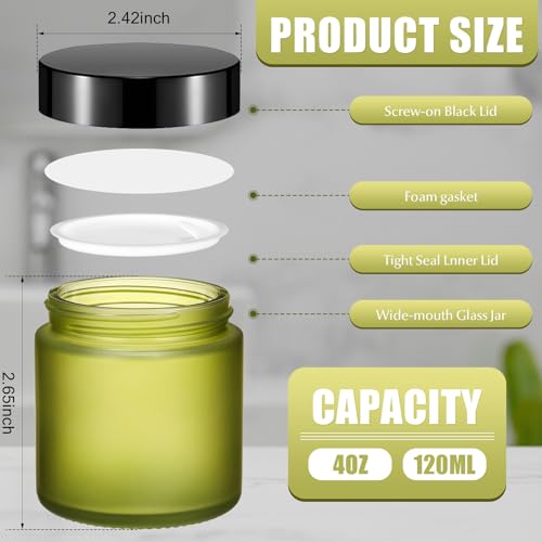 Image of Norme 96 Pcs 4 oz Glass Jars with Lids Cosmetic Jars, Pea Green
