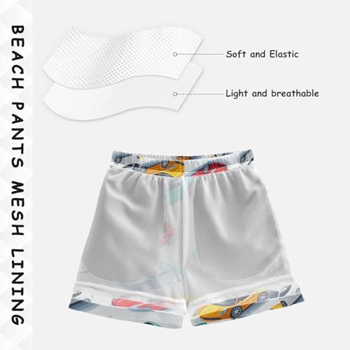 Pigsaly Boys' Swim Board Shorts Bright Red Blue Yellow Green White Sports Car Boy's Swim Trunks Kids Swimwear 5T4