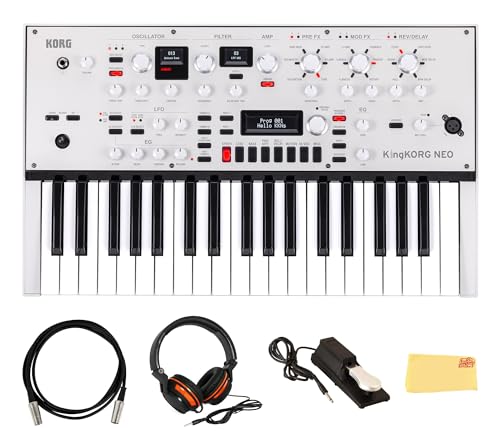 Future Sounds Vol.1 For Korg KingKorg Released 5 Korg KingKORG NEO 37-Key Virtual Analog Synthesizer Bundle with Sustain Pedal, Midi Cable, Headphones, and Austin Bazaar Polishing Cloth