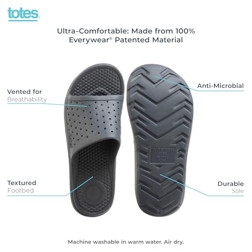 Image of Totes Men's Everywear Slide Sandals Lightweight Waterproof Comfort Slides with Cushioned Footbed for Pool, Beach & Everyday Wear