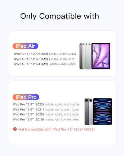 Inateck for iPad Air 13" Case with Keyboard, Slim Design, Milky White - image 2