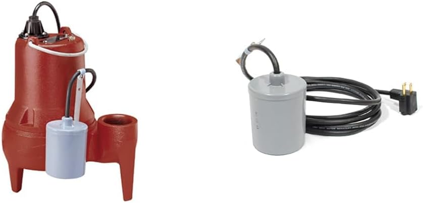 Liberty Pumps LE51A LE50-Series Submersible Automatic Sewage Pump, RED & K001001 10-Foot Float Control