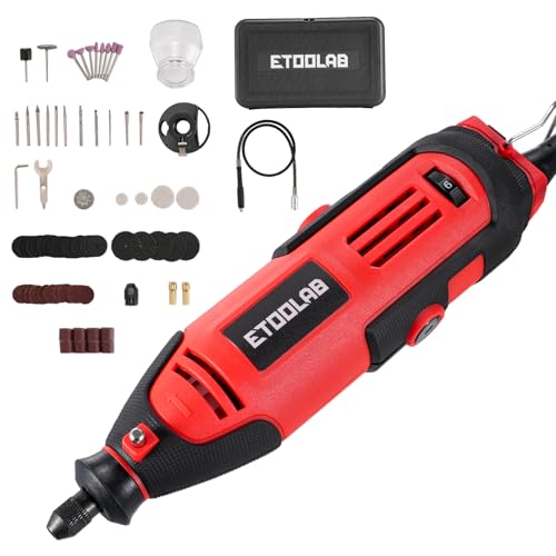 Multifunktionswerkzeug 200W, Rotationswerkzeug-Set mit 129 Zubehören, 6 Variable Drehzahl 10000-35000 U/min, 200W Superkraft für Schneiden, Gravieren, Bohren, Schleifen—Rotes Modell…