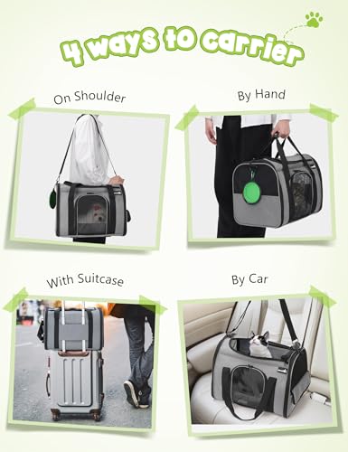 Pecute Transportbox Katze,Katzen Transportboxen mit Haustiernest, Faltbare Katzentasche Transporttasche, Hundetragetasche mit Einstellbar Schultergurt für Katzen Kleiner Hund Welpe