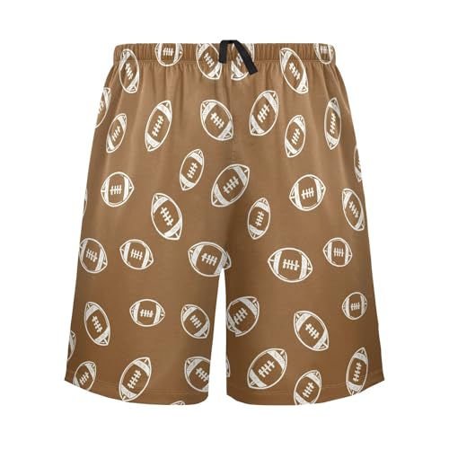 Men's Pajama Shorts Sport Football Brown Pajama Bottoms Casual Athletic Sleep Shorts with Pockets 2302944