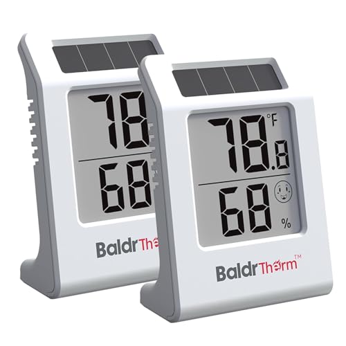2.2'' Digital Thermometer and Hygrometer Meter, Solar-Powered Ind...