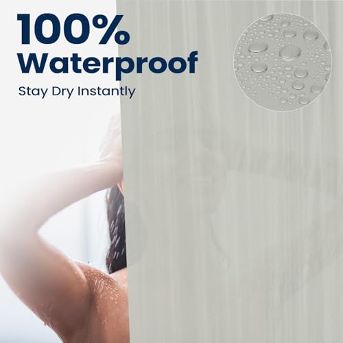 Image of downluxe Shower Curtain Liner, PEVA Plastic Shower Liner with 3 Magnets, 72 inch x 72 inch Waterproof Bathroom Curtain, Grey, 1 Pack