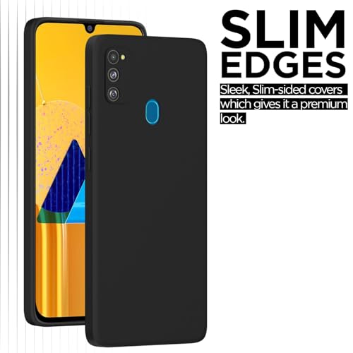 Image of Outlouders Back Cover for Samsung Galaxy M21 / M30s / M21 2021 | Camera Protection | Durable Soft Matte Silicone Bumper Case (Black)