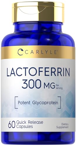 Carlyle Lactoferrin 300mg | 60 Capsules | Potent Glycoprotein Supplement | from Bovine | Non-GMO, Gluten Free