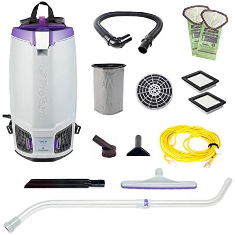 ProTeam GoFit 10 Commercial Backpack Vacuum with Xover Multi-Surface Telescoping Wand Tool Kit, 10 Quart, Corded Cover