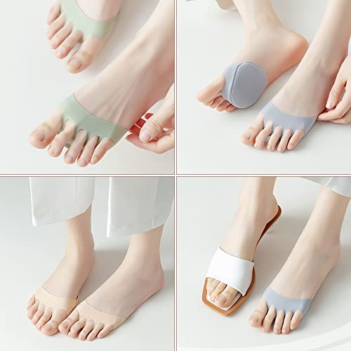 Image of Ball of Foot Cushions Honeycomb Fabric Metatarsal Pads Invisible Socks Pads for Women and Men Reusable Forefoot Pads, 5 Colors (5 Pairs-(Black-Beige-White-Purple-Gray))