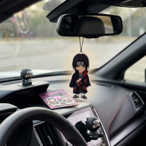 Image of PumpCar 2 pieces double-sided Itachi hanging cartoon vanilla-scented funny car air freshener Cool hanging for rearview mirror Car Interior Accessories Gifts Anime Manga Fans Ninja Shinobi Truck SUV