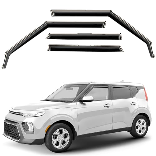 Window Deflectors Smoke Tinted in-Channel Side Window Vent Visor Deflectors Rain Guards Compatible with Kia Soul 2020-2026 - 4pcs. GW0791