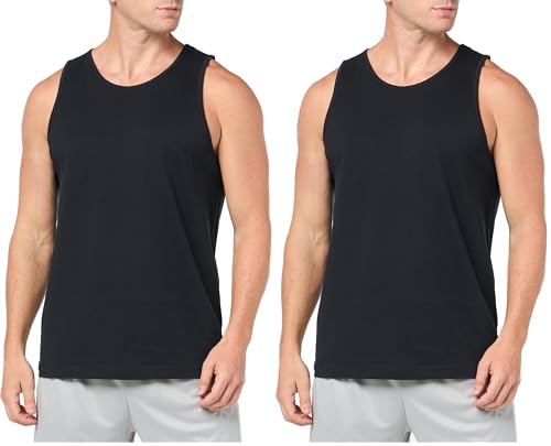 Image of Amazon Essentials Men's Regular-Fit Sleeveless Tank Tops, Black, X-Small (Pack of 2)