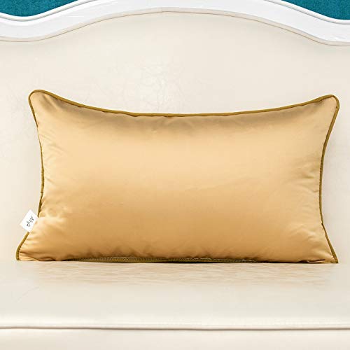Alerfa 12 X 20 Inch Khaki White Geometric Striped Gold Leather Patchwork Velvet Cushion Case Luxury Modern Lumbar Throw Pillow Cover Decorative Pillow For Couch Sofa Living Room Bedroom Car #TOP1