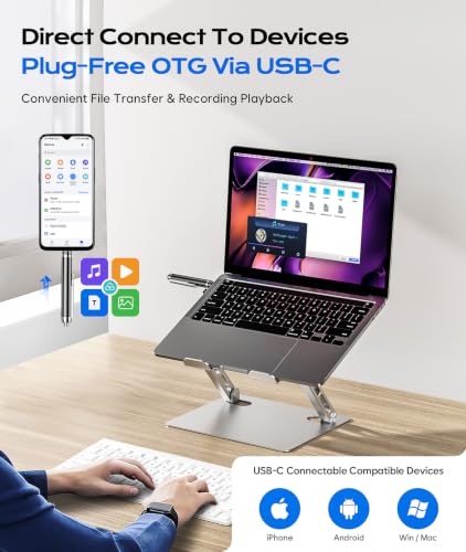 Image of 72GB Voice Recorder with USB Type-C, One-Touch Start Voice Active Recorder with Playback, Portable Dictahpone Recording Device, Audio Recorder for Class Meeting Interview