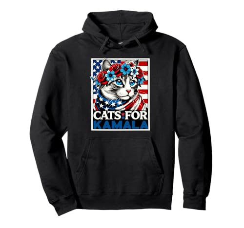 Gatos para Kamala Harris presidente divertido amante de los gatos políticos Sudadera con Capucha
