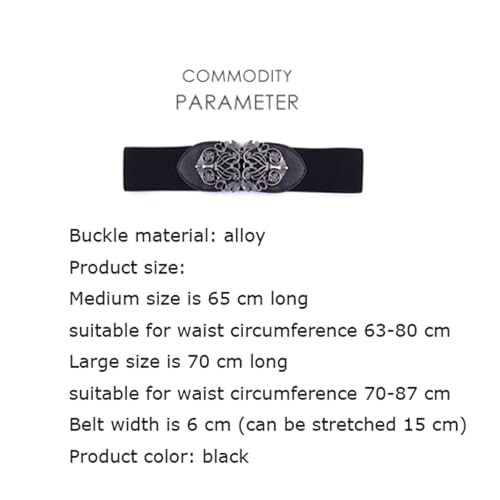 Stretchy Belt Outer Wear Waist Belt Retro Black Elastic Costume Wide Waist Belt for Women with Skirt2
