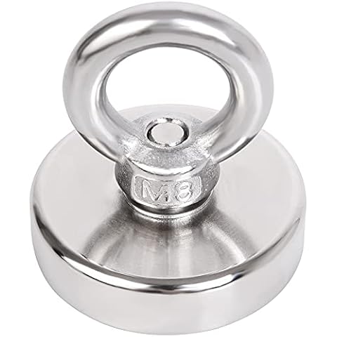 AYVANBER 48mm Super Strong Magnet Power Round Neodymium Rare Earth Magnets 80KG 176LB Pulling Force Fishing Magnetic with Eyebolt for Salvage Metal Detector Treasure Finder in River Cover