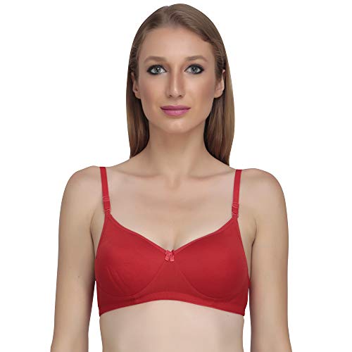 Image of Women Non Padded Bra - Made of Pure Cotton Full Coverage Non Wired Seamless Pushup Soft Cup for T-Shirt Saree Dress and for Everyday (Pack of 4)