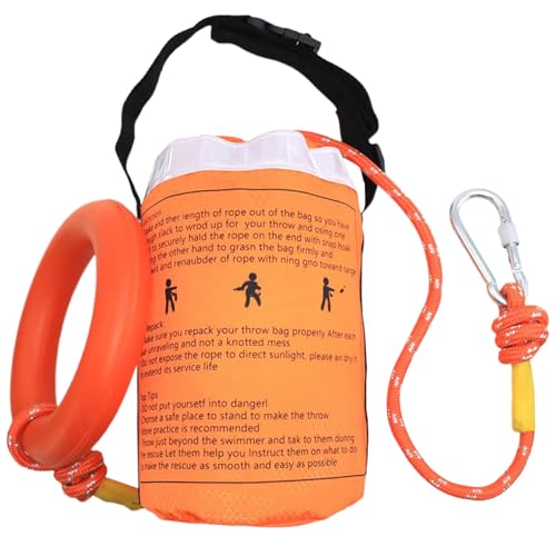 ロープウォーターレスキューを投げる - 緊急安全のための投げ可能な浮選バッグ|反射的な命の恩人、視認性の向上多機能機器カヤック、マンスと最大の安全性を確保することによりカヌー、釣り、ボート、川、湖、スポーツ