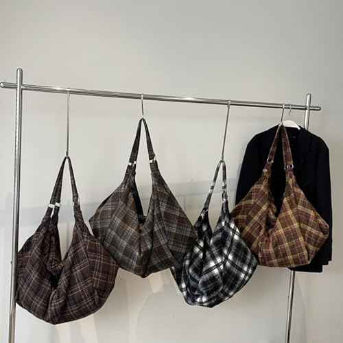 Bolso Hobo Grande de Franela a Cuadros para Mujer miniatura 3