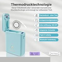 ORGBRO X1 Etikettendrucker, Etikettiergerät Mini Bluetooth Thermal Labeldrucker Selbstklebend Beschriftungsgerät, Tragbarer Label Maker für iOS/Android, Etikettiermaschine für Zuhause, Büro (Blau) – Ansicht 4