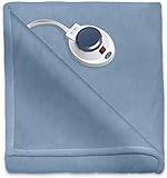 Perfect Fit SoftHeat - Queen Micro-Fleece Heated Blanket - Luxuriously Warm & Soft Electric Blanket, Patented Low-Voltage Technology (Slate Blue, Queen)