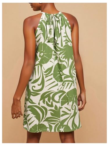 Image of SweatyRocks Women's Tropical Print Halter Dresses Sleeveless Holiday Summer Mini Dress