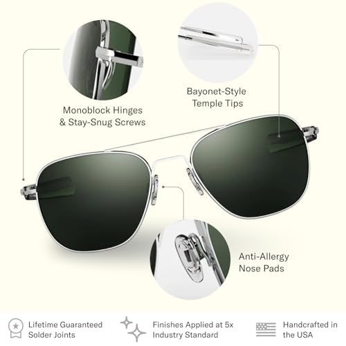 Randolph Eyewear Aviator Sunglasses for Men & Women – Non-Polarized & Polarized Lenses Bright Chrome UV Protection Sunglasses4