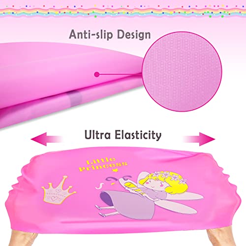 2 Pack Kids Swim Cap (Age 9-15), Durable Waterproof Silicone Swimming Cap For Kids Long Hair Short Hair, Children Cartoon Swimming Hat For Boys Girls #TOP3