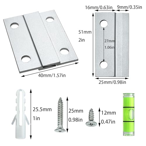 Image of 4PCS 51x25mm Aluminium French Closure Picture Hook Interlocking Wall Mounting Bracket Hardware Kit Z Clip for Hanging Mounting Wall Plate Mirrors Photo Artwork