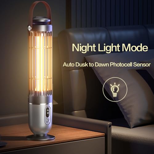FanFuGuo® Insektenvernichter Elektrisch Wiederaufladbar,Fliegenfalle Mückenfalle Elektrisch,UV-Licht & Nachtlicht 2-in-1 mit Dämmerungssensor,Insektenfänger fliegenfänger Mückenlampe (Dark)