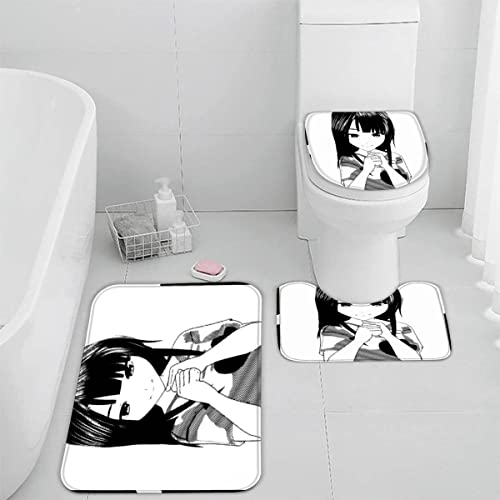 Zifarm Badematte rutschfeste 50x80 cm Anime Badvorleger-Set 3D Drucken Kawaii Manga-Mädchen Mikrofaser Flanell…