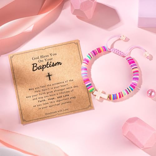 Image of First Communion Gifts Baptism Gifts Cross Pearl Bracelet Cross Necklace Baptism Gifts for Girls /Boys /Teens (Baptism), 5