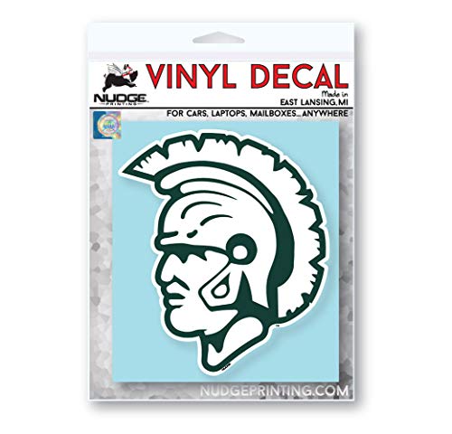 Image of Collegiate NCAA Car Decal Made from Premium Weatherproof Vinyl (Michigan State Vintage Helmet - White)