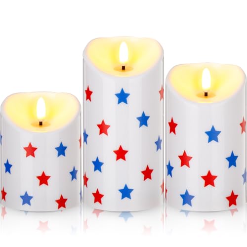 Bougies piliers sans flamme décoration indépendance américaine LED