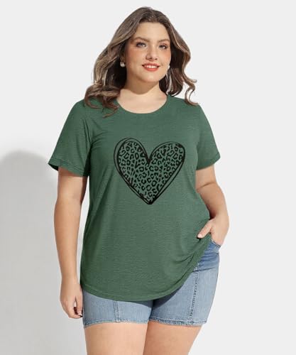 Image of CARCOS Plus Size Tops for Women Short Sleeve Raglan Striped Tee Color Block Crewneck /V Neck Tunic Loose Fit Summer XL-5XL