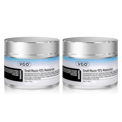 VGO 2 Pack 92% Snail Mucin Moisturizer Anti Aging Skin Repair & Hydrating Face Cream with Ceramide & Vitamin E