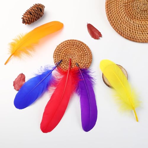 Image of Tdas 50+ Pcs Natural Dyed Goose Feathers for Craft 6-8 inches Arts Fluffy Dream Catcher Making kit for Decoration Projects Earrings Colourful for Kids Handmade Wedding Home (Multicolor)
