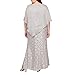 S.L. Fashions Women's Plus Size Long Length Sequin Lace Beaded Capelet Mother of The Bride Dress, Formal Evening Gown, Buff, 18W