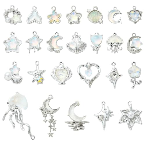 Breloques résine blanche coquillage strass pour fabrication bijoux loisirs