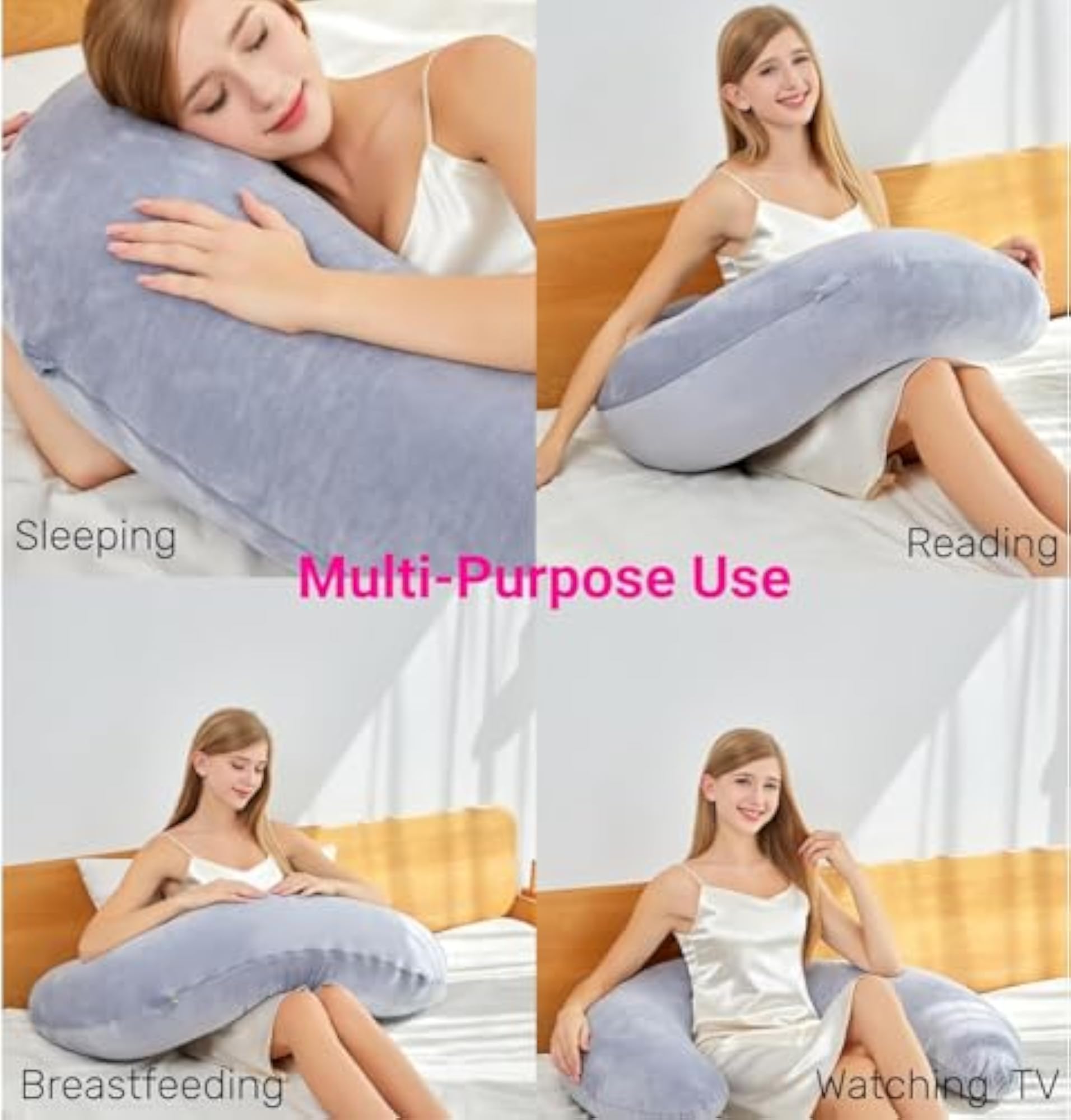 I Shape Pregnancy Pillow for Full Body Support, Grey